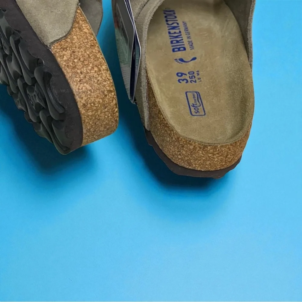 Birkenstock Arizona Suede Double Buckle Sandals taupe comfort sole - Picture 5 of 8